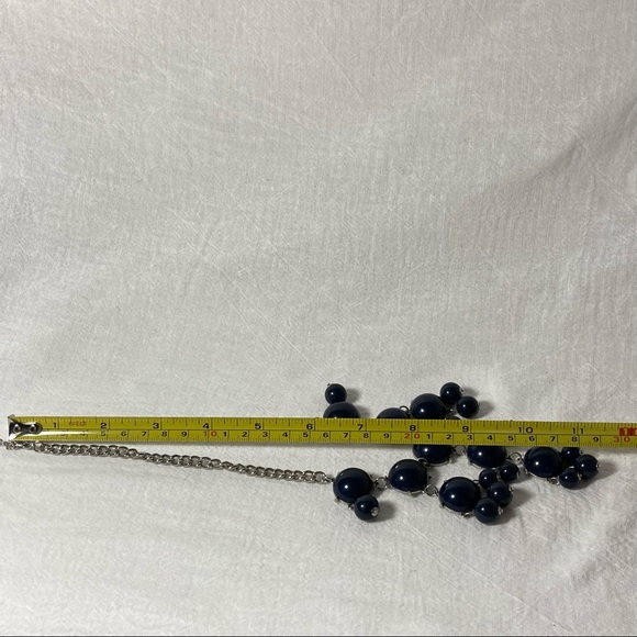 Statement Necklace Bib-Style with Deep Navy Blue Baubles EUC - Picture 3 of 4